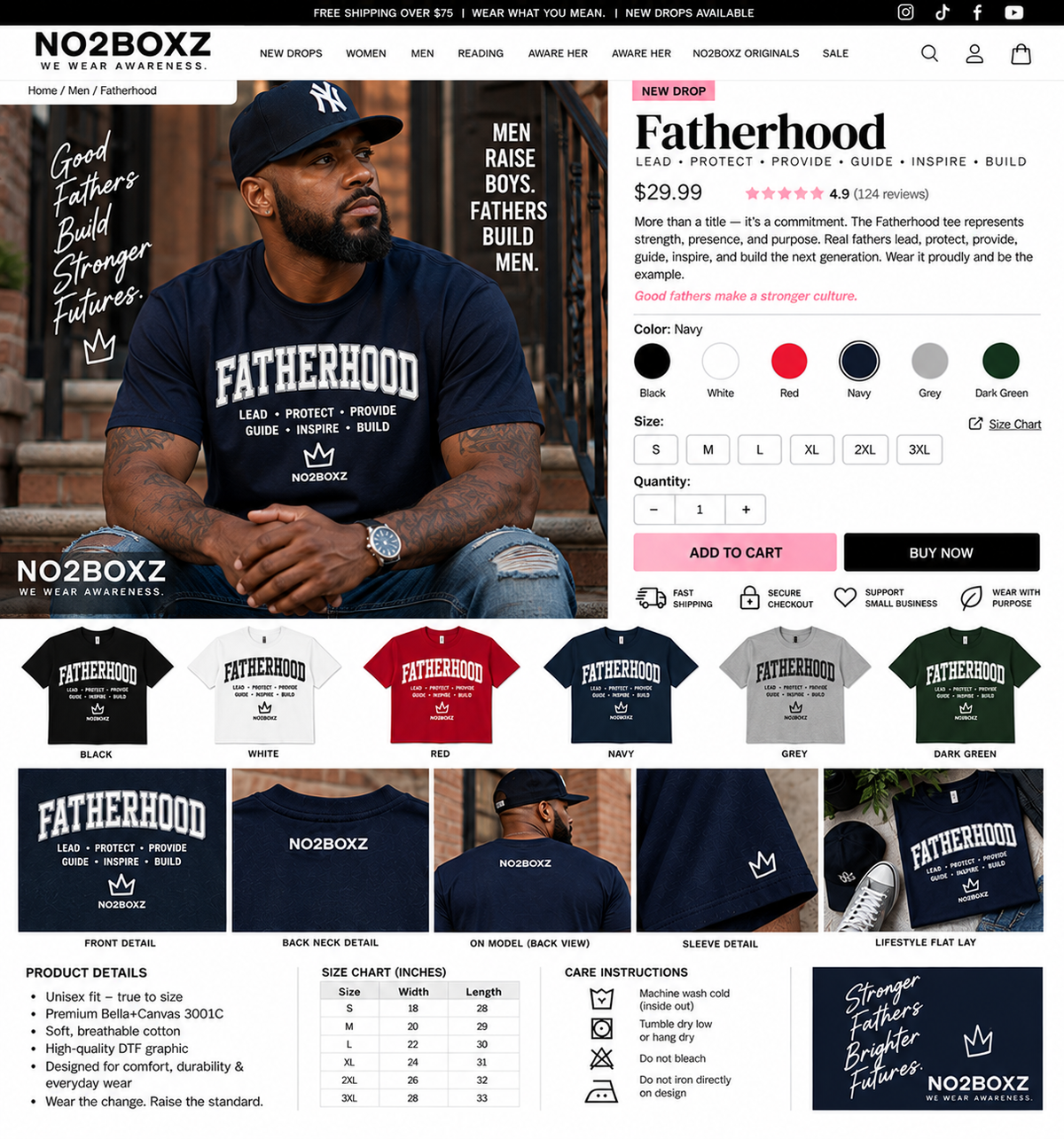 NO2BOXZ Fatherhood graphic T-shirt product showcase